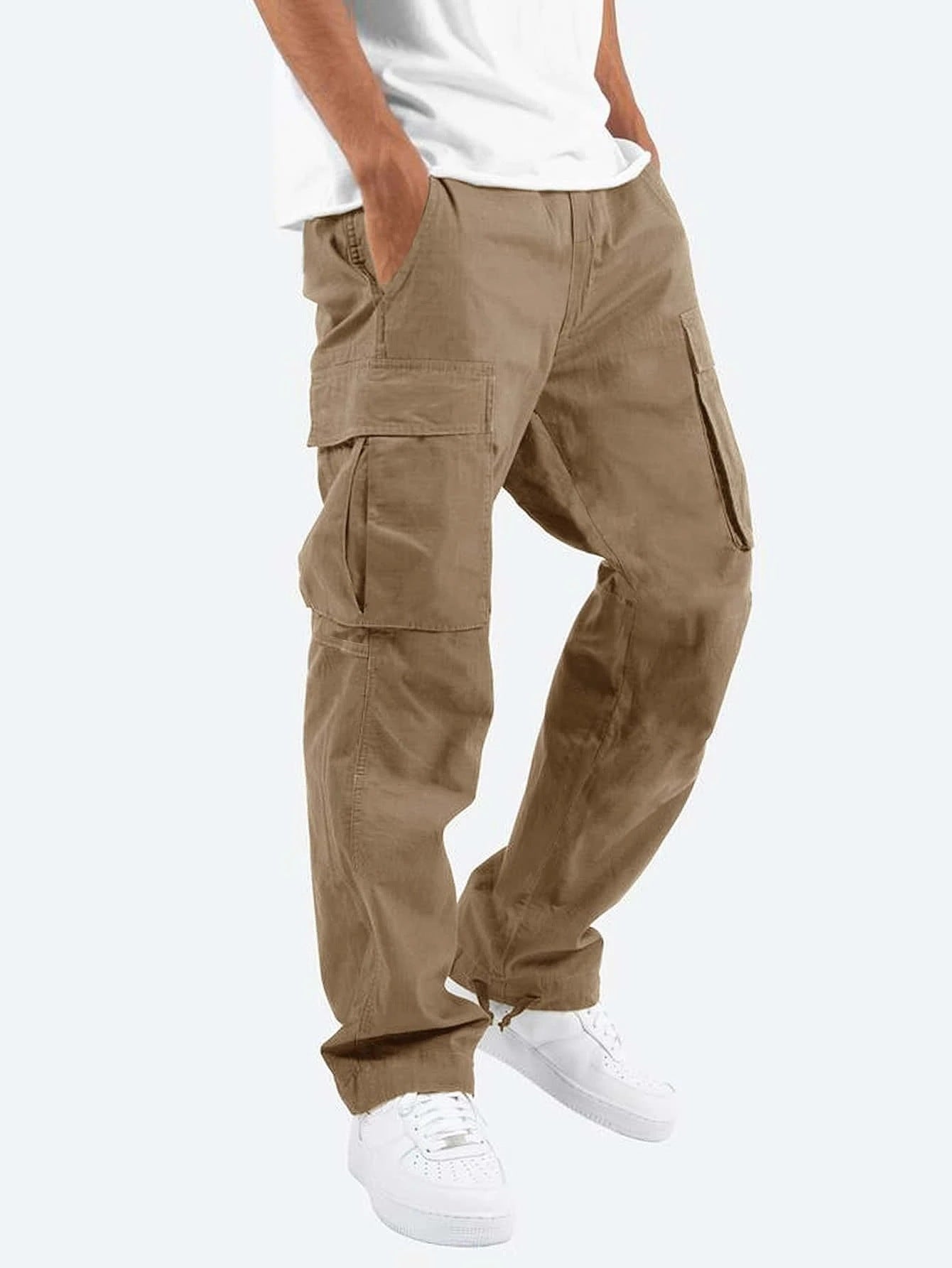 Pantalon cargo pour homme style streetwear – Pantalon décontracté confortable à coupe droite avec grandes poches
