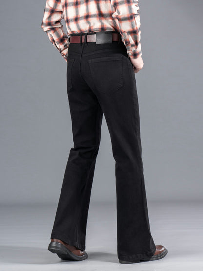 Herren Schwarze Ausgestellte Hose mit hohem Bund