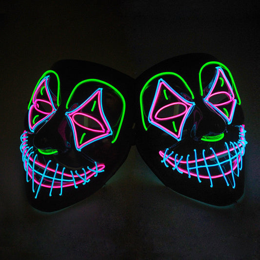 Halloween LED-lysmask för vuxna – Skrämmande fest- och kostymmask med neon-effekt