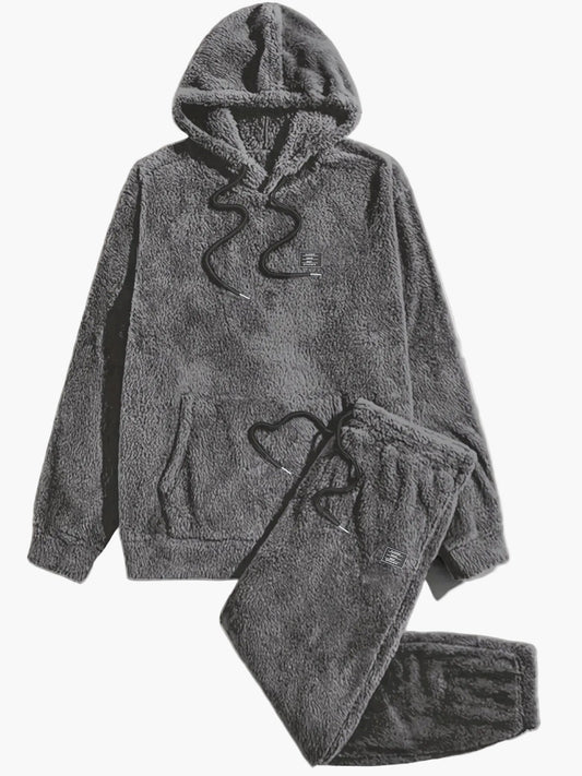 Conjunto de chándal con sudadera de forro polar para hombre – Look cómodo para ocio y ropa de casa