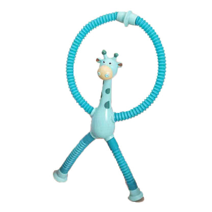 Kinder cartoon giraffe fidget speelgoed – telescopische zuignap anti-stress speelfiguur – unisex, sensorisch leerspeelgoed