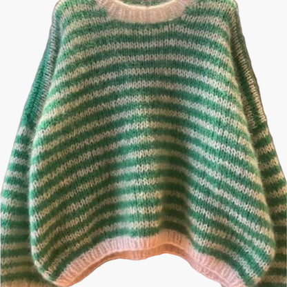 Jersey oversize para mujer a rayas estilo suelto otoño invierno casual
