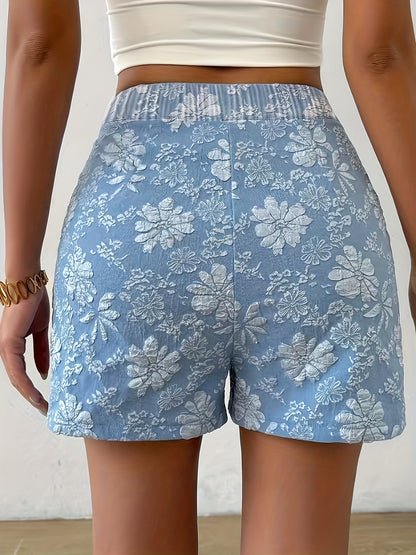 Dame elegante broderede shorts med høj talje til sommer, fritid og hverdag