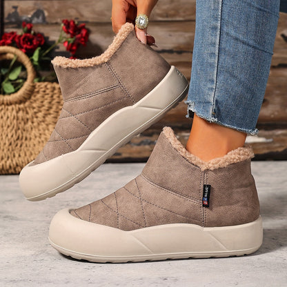 Gefütterte Stiefeletten Damen Winterstiefel Warm Komfortabel mit Profilsohle Grau