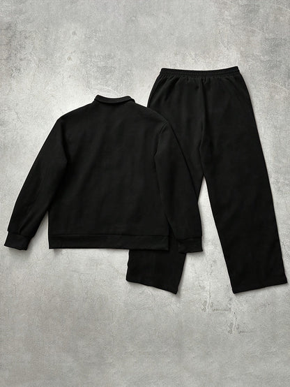 Tuta da ginnastica unisex con giacca con cerniera e pantaloni, bande a contrasto, applicazione con logo