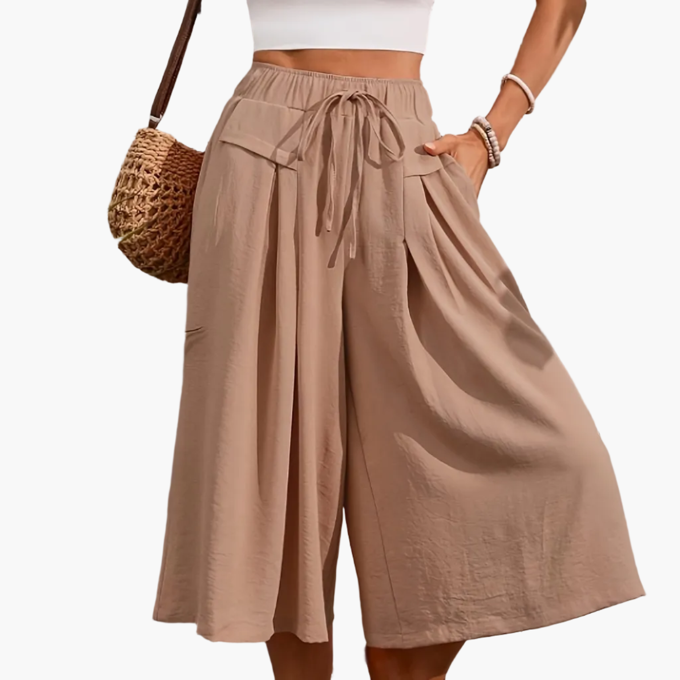 Dames Elegante Culottebroek met wijd been en nepkoord – Perfect voor de zomer