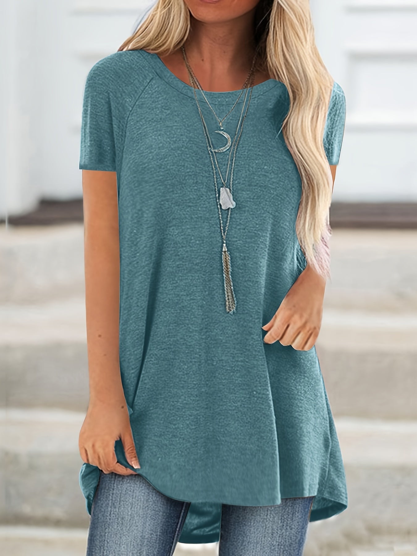 Tunica donna manica corta taglio ampio moda casual