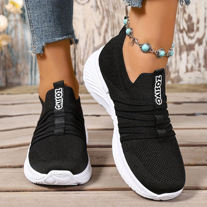 Sneaker Slip-On da donna con motivo a righe – Scarpe casual comode per tutti i giorni e viaggi