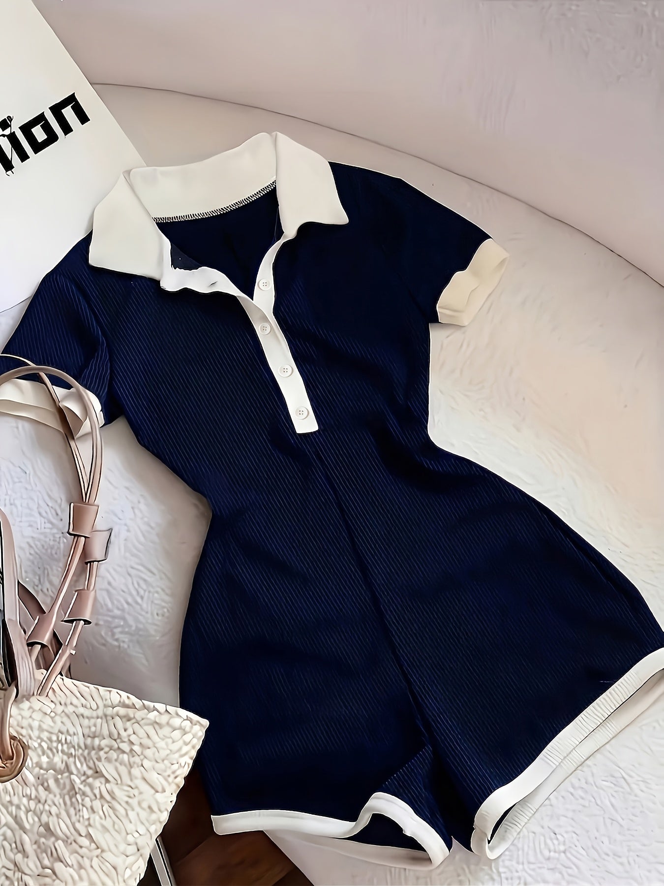 Combinaison short polo élégante pour femme, coupe skinny, pour l'été et les loisirs