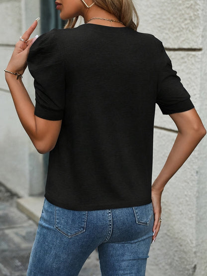 Dame T-shirt med pufærmer Basic Elegant Fritid