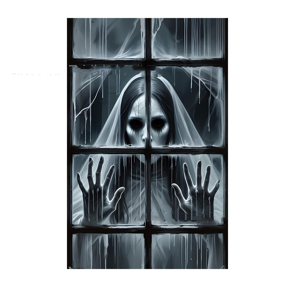 Halloweenowa dekoracja okienna – przerażająca figura zakonnicy do domu strachów i na imprezę