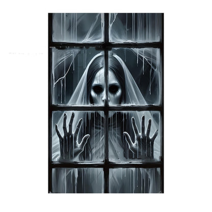 Halloweenowa dekoracja okienna – przerażająca figura zakonnicy do domu strachów i na imprezę