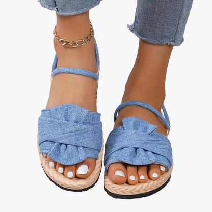 Damen Sommer Sandalen mit Schleife und Knöchelriemen – Bequeme Freizeitschuhe für Alltag & Urlaub