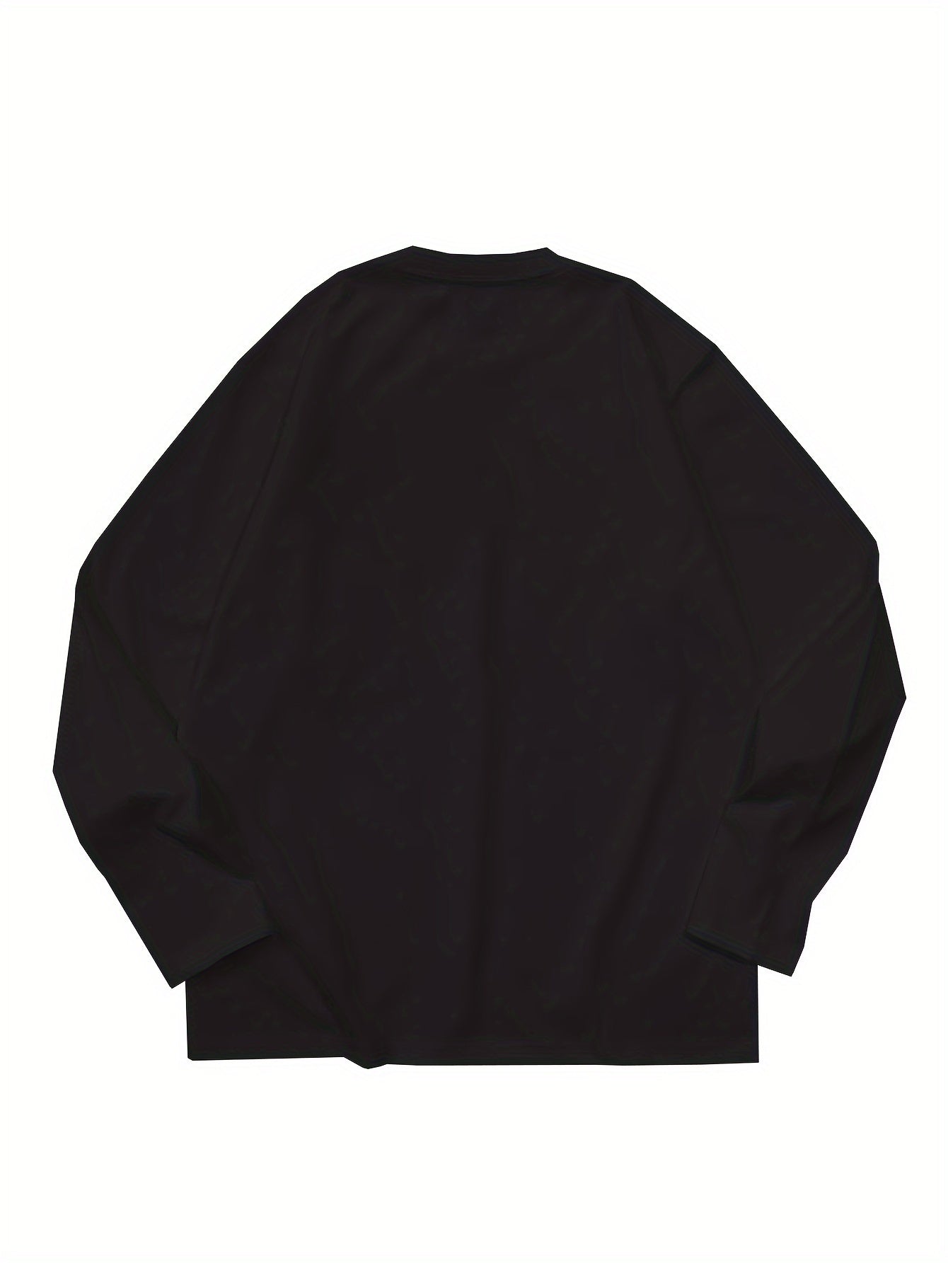 Camiseta unisex de manga larga, cuello redondo, negra y extragrande