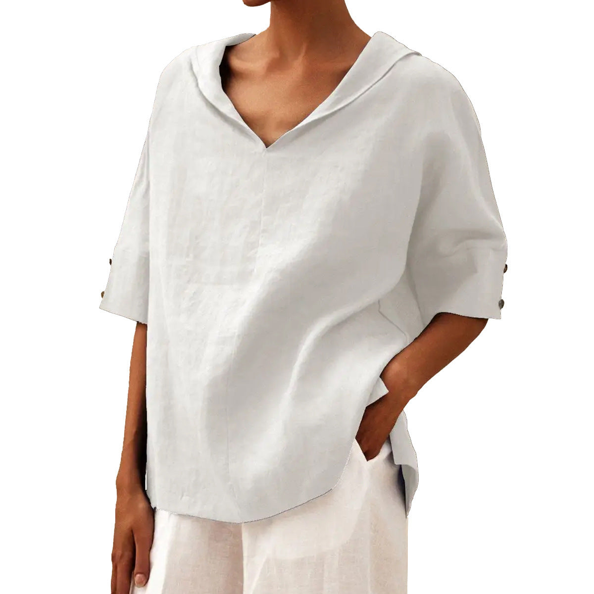 Damen Halbarm Bluse für Büro und Freizeit – Legerer Komfort, Eleganter Look