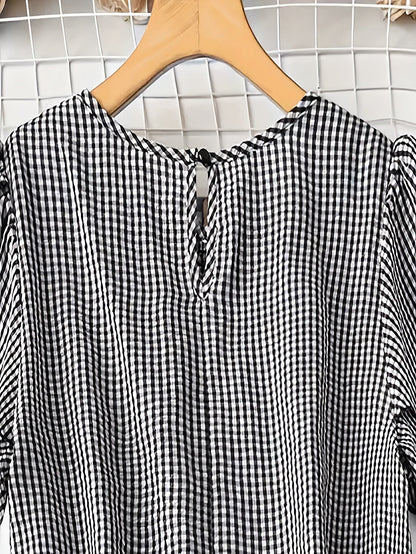 Damen Casual Karo Bluse mit Shorts – Lockerer Sommerstil für Garten und Freizeit