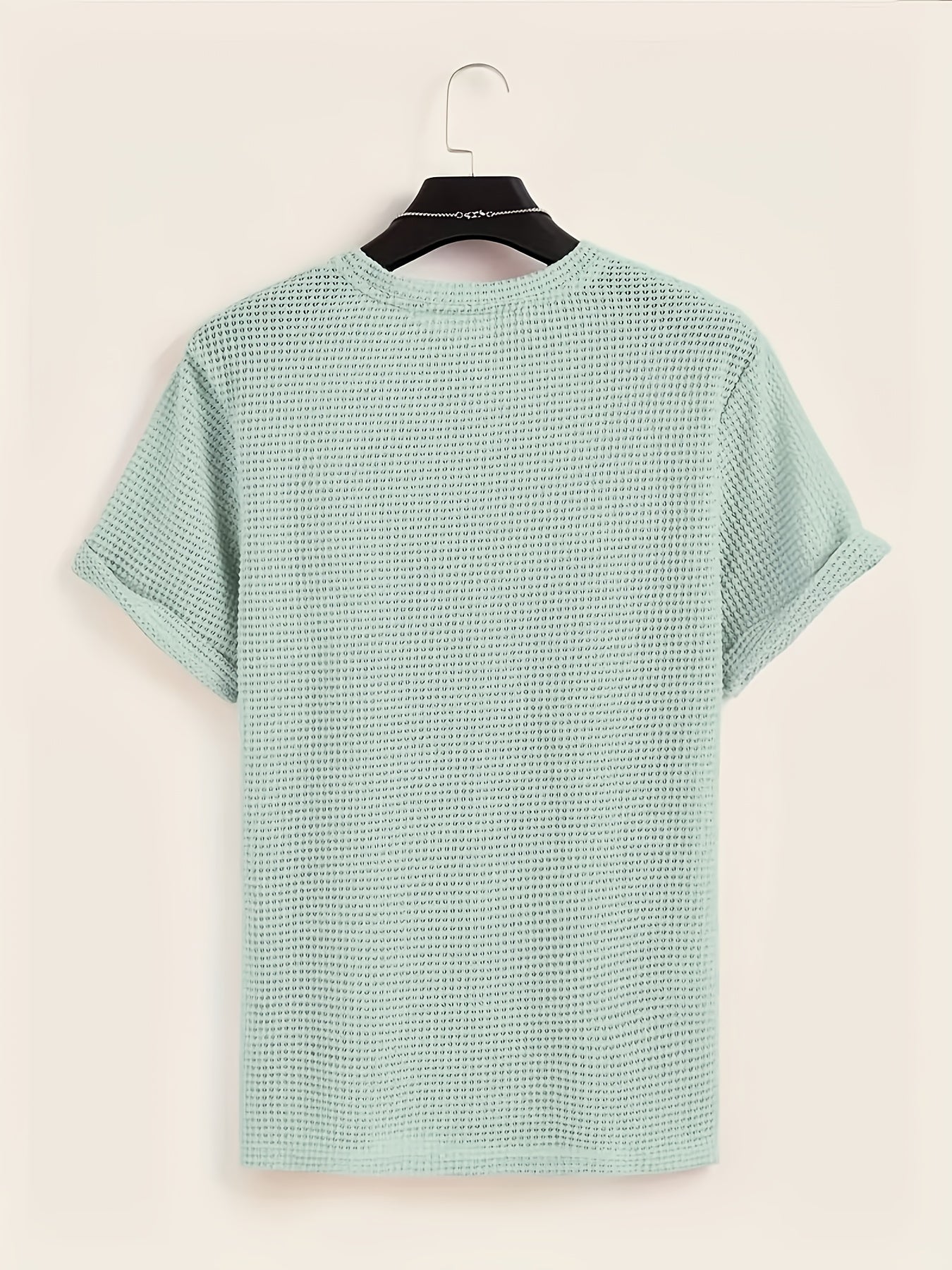 Męski krótki rękaw T-shirt ze strukturą i nowoczesnym stylem casualowym