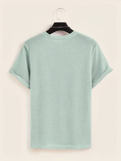 Męski krótki rękaw T-shirt ze strukturą i nowoczesnym stylem casualowym