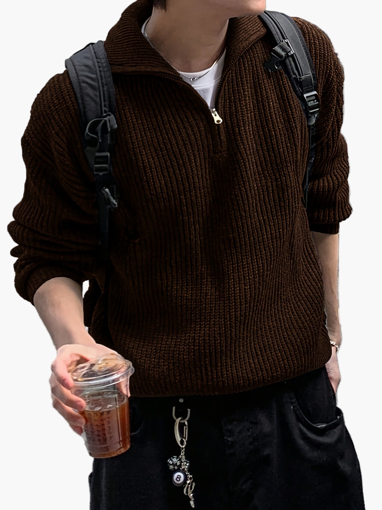 Herren Strickpullover mit Reißverschluss, Casual Style, ideal für Alltag und Freizeit
