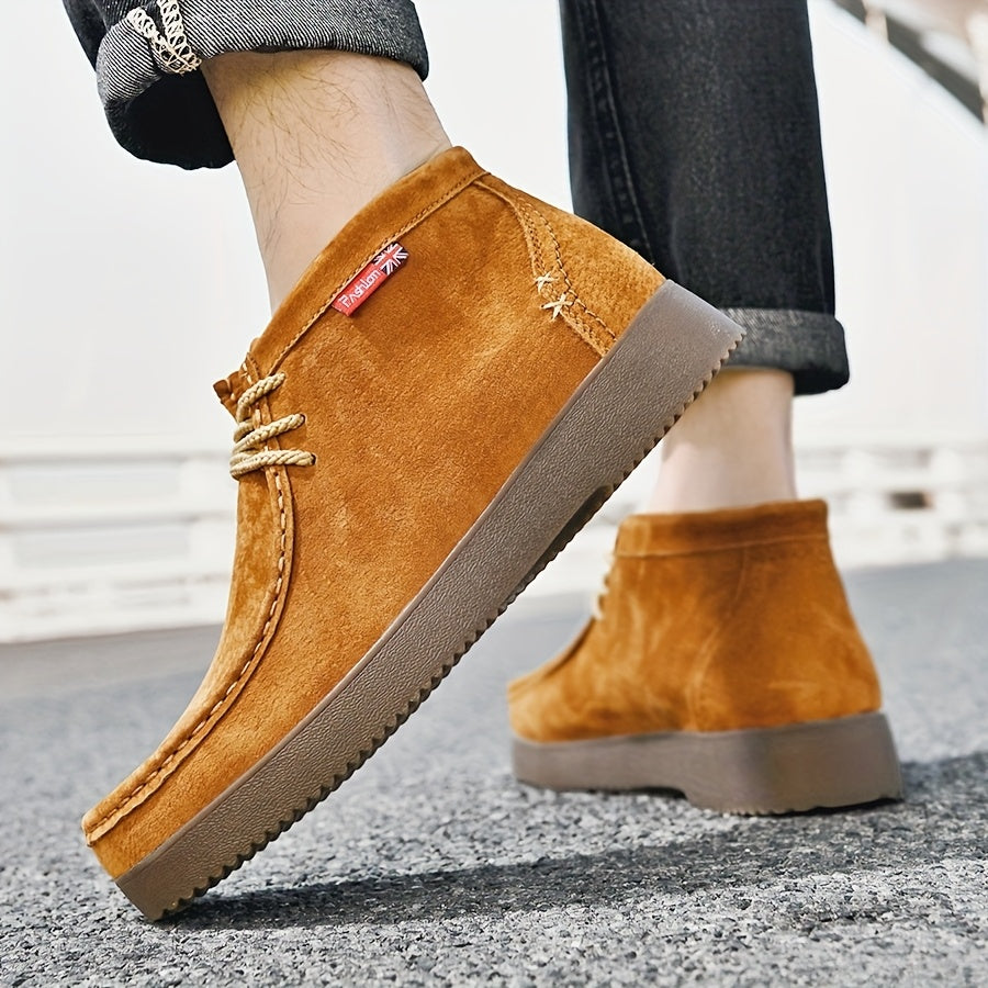 Herren Desert Boots mit Schnürung in Wildleder-Optik und Profilsohle