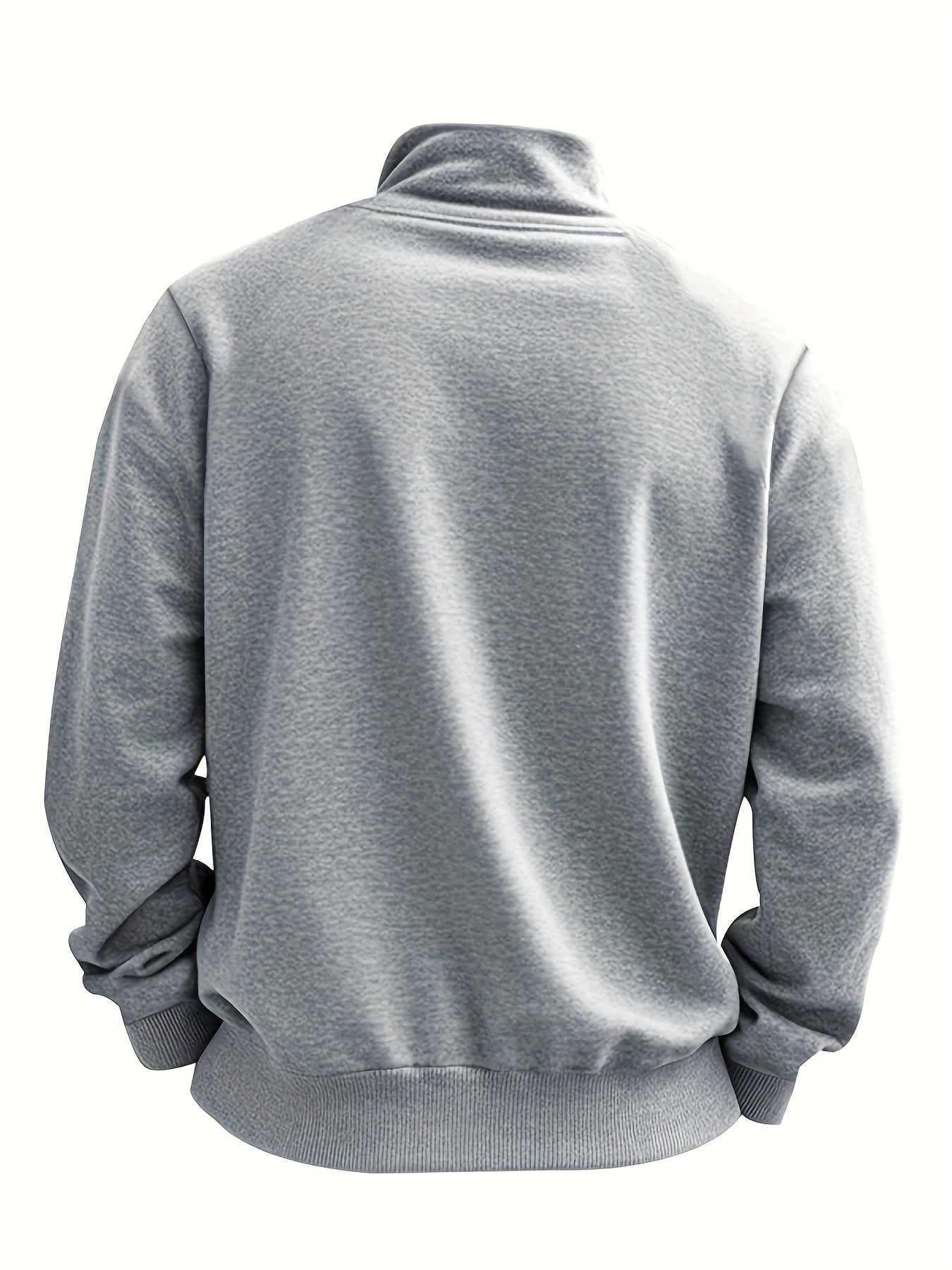 Heren-sweatshirt met halve ritssluiting, opstaande kraag en borstzak, donkergrijs