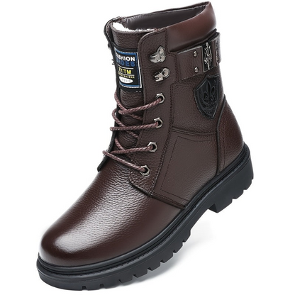 Herren Schnürstiefel Profilsohle in Schwarz und Braun