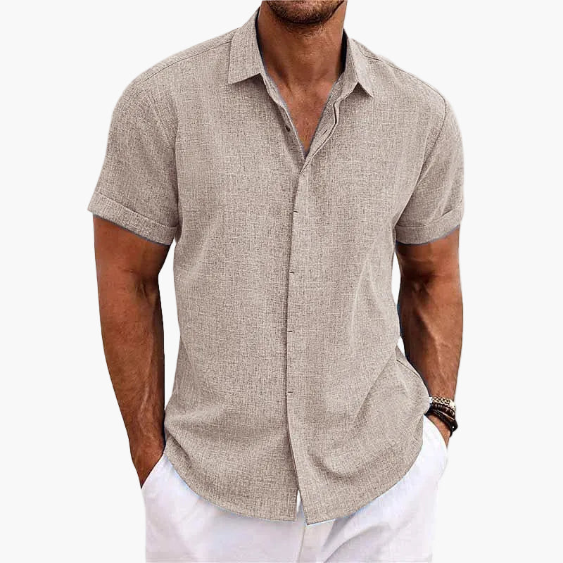 Camisa casual de hombre de manga corta con cuello de solapa – Camisa moderna de verano para el día a día y vacaciones