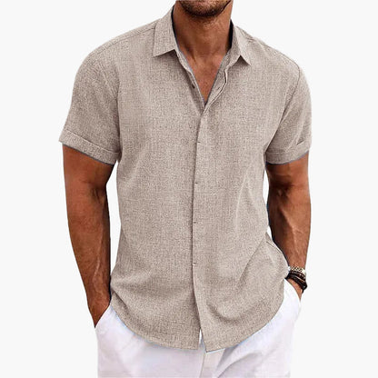 Camisa casual de hombre de manga corta con cuello de solapa – Camisa moderna de verano para el día a día y vacaciones