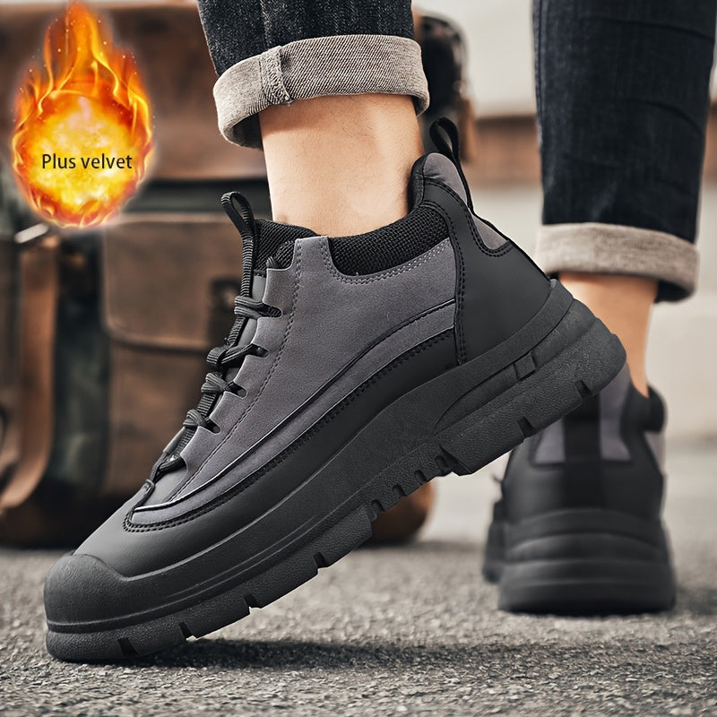 Robuste Herren Sneaker Winter Freizeitschuh mit dicker Sohle Grau/Khaki