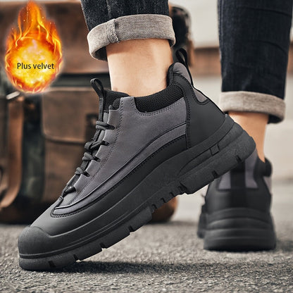 Robuste Herren Sneaker Winter Freizeitschuh mit dicker Sohle Grau/Khaki