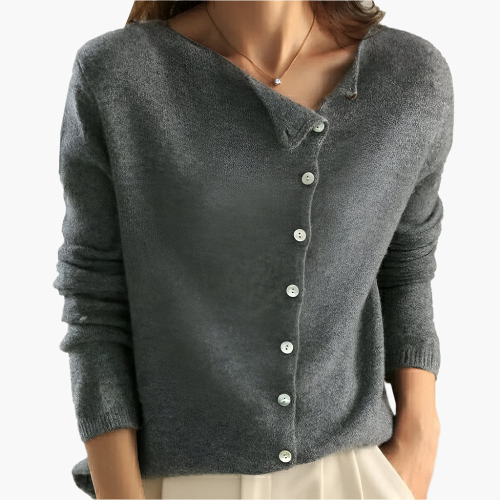 Damkofta med sidoknappar – Elegant cardigan för vardag och kontor
