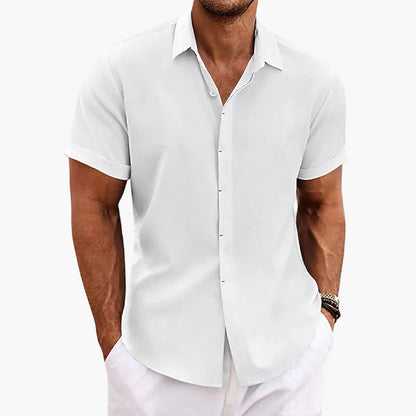 Camisa casual de hombre de manga corta con cuello de solapa – Camisa moderna de verano para el día a día y vacaciones