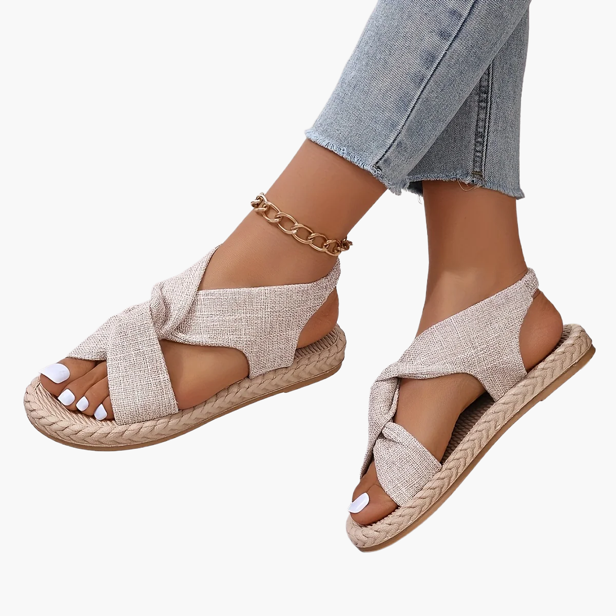 Sandali estivi da donna con cinturini incrociati e suola piatta – Scarpe casual alla moda per tutti i giorni e vacanze