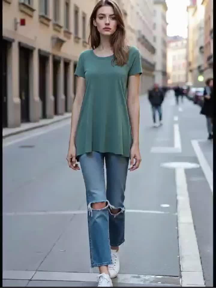 Tunica donna manica corta taglio ampio moda casual