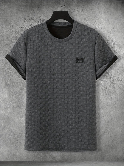 Męski nowoczesny T-shirt z fakturą waflową i krótkim rękawem na co dzień i czas wolny