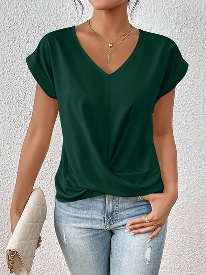 Blusa elegante de mujer con escote en V y diseño cruzado para el día a día y la oficina