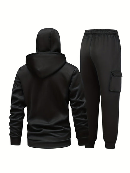 Unisex Kapuzenpullover Balaclava-Design & Jogginghose Trainingsanzug mit Spinnen-Logo