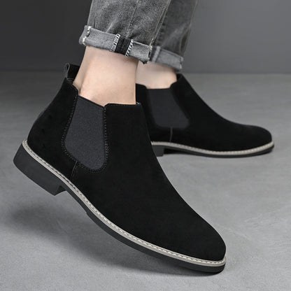 Chelsea-laarzen voor heren, suède-look, instaplaarzen met elastische inzetstukken, bruin en zwart