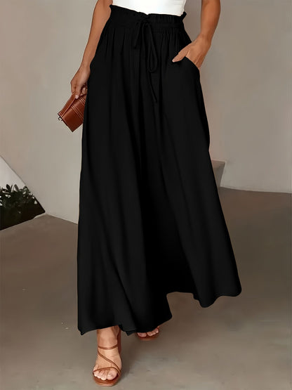 Damen Palazzo-Hose mit weitem Bein und Paperbag-Bund – Elegante High-Waist Hose für stilvolle Outfits