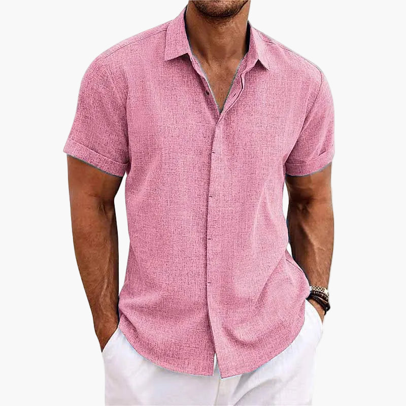 Camisa casual de hombre de manga corta con cuello de solapa – Camisa moderna de verano para el día a día y vacaciones