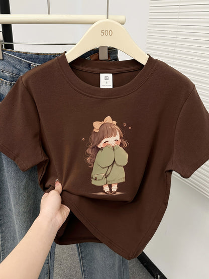 Dam-pyjamaset kortärmad t-shirt och rutiga byxor – bekväm sovdräkt i casualstil