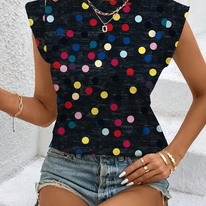 Top sin mangas de lunares para mujer en estilo casual moderno
