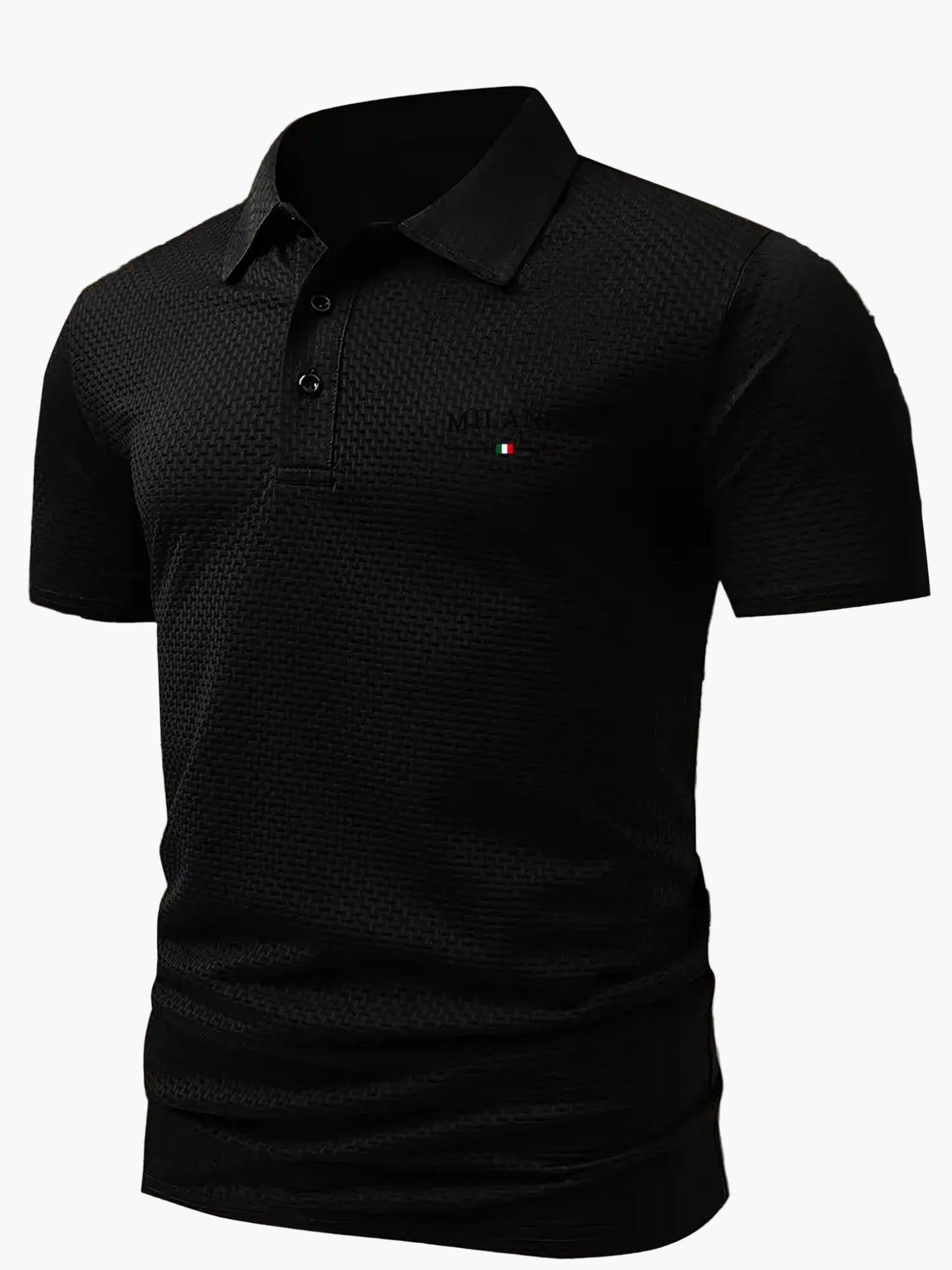 Męska koszulka polo casual z geometrycznym wzorem i listwą na guziki – idealna na co dzień i czas wolny
