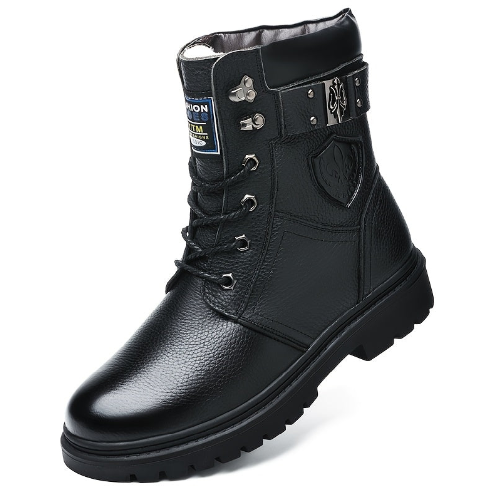 Herren Schnürstiefel Profilsohle in Schwarz und Braun