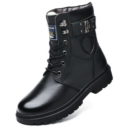 Herren Schnürstiefel Profilsohle in Schwarz und Braun