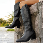 Belphoebe | Westernlaarzen met borduurdetails voor dames met brede kuiten