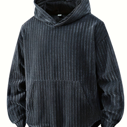 Sudadera con capucha y bolsillo canguro – Diseño acanalado, corte holgado