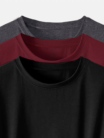 T-shirt basic da donna confezione da 3 – Maglietta casual alla moda con dettaglio nodo e maniche risvoltate