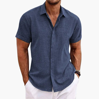 Camisa casual de hombre de manga corta con cuello de solapa – Camisa moderna de verano para el día a día y vacaciones