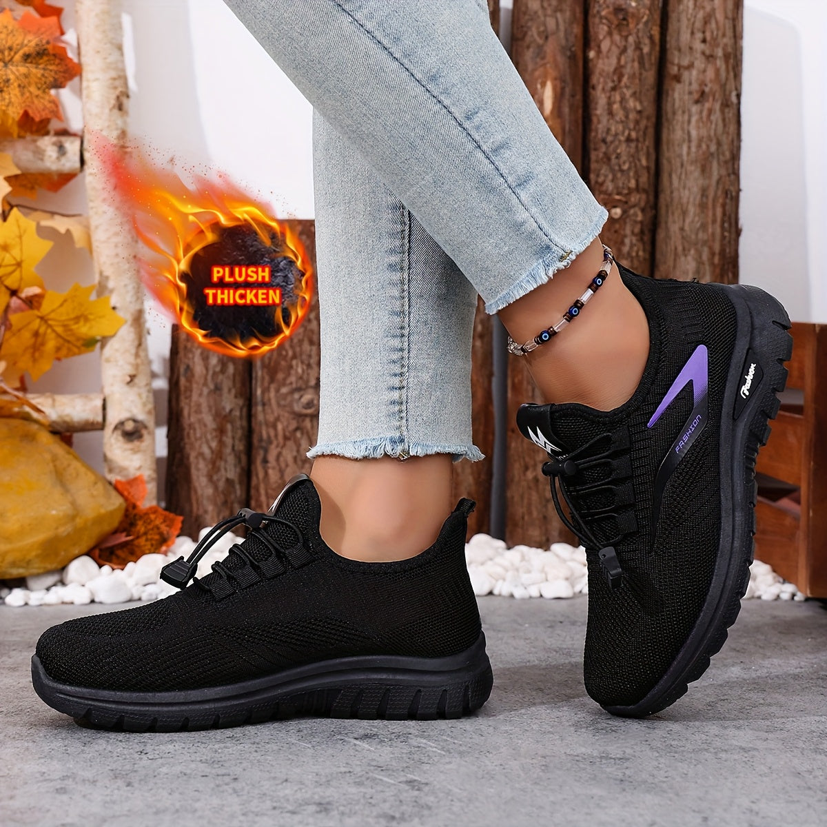 Sneakers invernali da donna foderati con sistema di allacciatura rapida